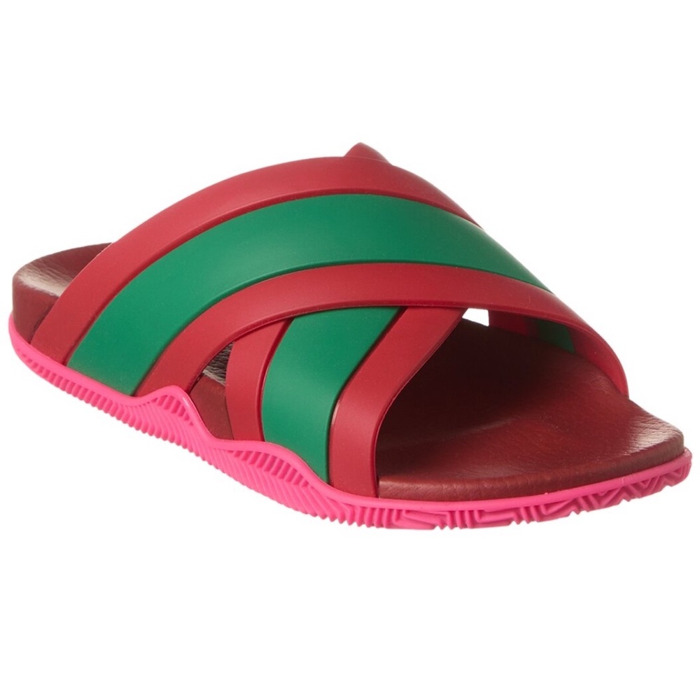 Gucci web crossover rubber sandals size 37